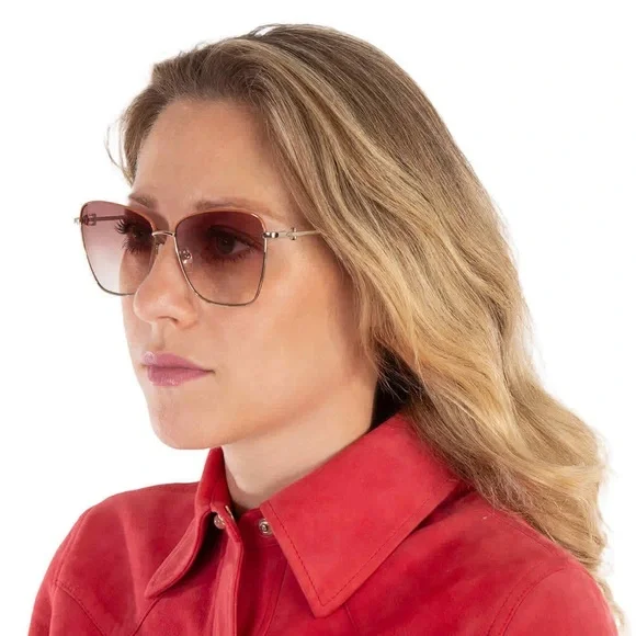 $199!Longchamp Light Brown Gradient Square Ladies Sunglasses LO153S 737 59 NEW! - Picture 7 of 7